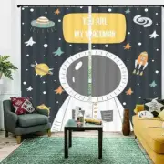 Astronauts Walk In Space 3D Blockout Photo Print Curtain Fabric Curtains Window