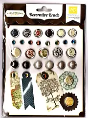 Echo Park REFLECTIONS (30) DECORATIVE BRADS & (5) TAGS scrapbooking