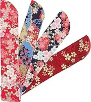 STOBOK Vintage Decor 4pcs Folding Hand Fan Bag Silk Chinese Hand Fan Sleeve Protector Pouch Pocket Fan Case Cover Japanese Handheld Fan Carrying Bag Bag for Dance Hand Held Fan