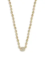 Aqua Cubic Zirconia Pave Mariner Link Necklace, 16 - Exclusive
