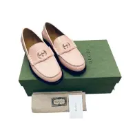 GUCCI Women's Leather Loafer Millennial Ribot Interlocking G Moccasin Pink Sz 39