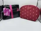 Modella Small Red w Stars & Black Patent Crocodile Cosmetics Bags Set Of 2 NWT