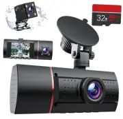 3 Channel Dash Cam Front and Rear Inside, 1080P Dash Camera for Cars with SD