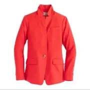NWT J.Crew Regent Blazer in Bright Red Wool Flannel Single Button Jacket 10 $198