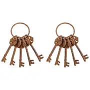 2x LVD Rustic Keys Medley Sculpture Charm Home Vintage Decor Small 7.5x18cm BRWN