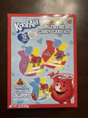 Kool-Aid Valentine Candy Card Kit,12Cards & Lollipops,TropicalPunch,New Sealed