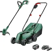 Bosch 18V Cordless Mower and Grass Cutter with 4.0Ah Battery and Fast Charger, Lightweight and Ergonomic Design (EasyMower 18V-32-200 & EasyGrassCut 18)