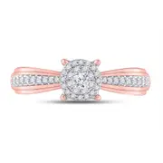14k Rose Gold Round Diamond Halo Bridal Engagement Ring 1/4 Cttw