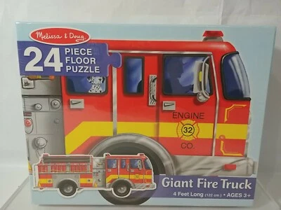 New Sealed Melissa & Doug Giant Fire Truck Floor Puzzle, 4' Long, 24 Pieces