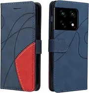[YBFJCE] Case for OnePlus 10 Pro 5G Wallet Case,3 Card Slot Bracket Phone Shell,Two-Color Stitching Protective PU Leather Shockproof TPU Flip Cover Compatible with OnePlus 10 Pro 5G,Blue