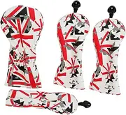 Golf Covers Driver 1 3 5 U Headcovers 4 Piece Set British Flag Red