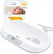 Beurer BY90 Baby Scale, Pet Scale, Digital, with Measuring Tape, Tracking Weight with App | for: Infant, Newborn, Toddler/Puppy, Cat - Animals | LCD Display, Weighs Lbs/Kg/Oz Highly Accurate