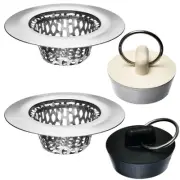 4 Pack - Bathroom Sink Strainers and Stopper Plug Combo - 2.125" Top / 1" Bas...