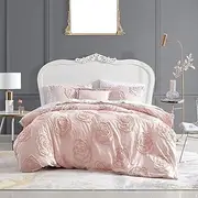 THE HIPPIE STYLE Luxury Tufted Duvet Cover, Light Pink Duvet Set, Super King Quilt Cover, Cotton Bedding with Matching Sham, All Season Home Decor (Light Pink, Super King)
