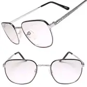 Square Silver Frame Old School True Vintage 80s 90s Reader 1.25 Reading Glasses