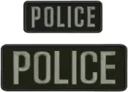 POLICE embroidery patch 4x10 and 2x5 hook grey letters
