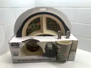 DISNEY Star Wars Mandalorian Yoda Storm Trooper 5 pc Bamboo Dinnerware Set NEW