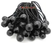 (50) 6" BLACK Ball BUNGEE Cord Tarp Bungee Tie Down Strap Bungi Canopy Straps
