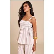 Pink Woven Textured Striped Floaty Top, Pink