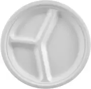 Pure Sugar Cane 3-Compartment round Plates 50-Pieces, 26 Cm