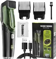 Vacuum Beard Shaver | IPX6 Waterproof Mustache Clipper with 2 Combs - Vacuum Trimmer, Rechargeable Portable for Boyfriend Husband Father