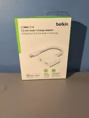 Belkin Connect 3.5 mm Audio + Charge Adapter Iphone w/ 12ft Braided Aux Cord NEW