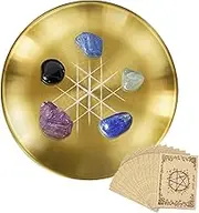 Pillar Candle Plate Holder,5.5 Inch Stainless Steel Tarot Candlestick Round Plate - Decorative Tea Light Stand, Jewelry Trays, Home Decorations for Yoga Use