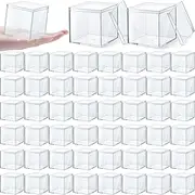 [Yulejo] Clear Acrylic Plastic Square Cube Small Acrylic Box with Lid Storage Mini Acrylic Boxes Square Display Box Organizer Containers for Candy Pill, Tiny Jewelry, Gifts, 2.56 x 2.56 x 2.56 Inch (48 Pcs)