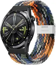 Compatible with Huaweii Watch 4 46mm/GT 5 GT4 Pro 46mm Strap,Amazfit GTR 4/GTR 3 Woven Cloth 22mm Bands Vivoactive 4 Adjustable Elastic Belt(NO Watch)