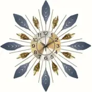 Large 21.6 Inch (55 Cm) Wall Clock,Silent Non,Ticking Modern Metal Leaf Design，D