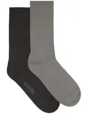 [All Day Socks] Cotton Cushion Crew Socks 2 Pack in Multi