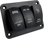 Oshhni 3 Gang Rocker Switch Panel Easy Installation Practical Replace Pre Wired Light Bar Switch for Cars ATV Boats Yachts