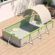 Large Above Ground Swimming Pool Outdoor Rectangular Steel Frame Swimming Pool for Kids Adults with Awning Includes Patches for Outdoor Backyard Beach(3.9m/13ft)