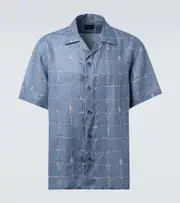 [Brioni] Brioni Printed linen shirt UK 15,5 blue