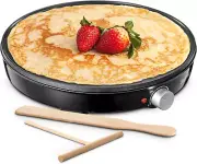 12" Nonstick Electric Crepe Maker Griddle with Temperature Control & Spreader