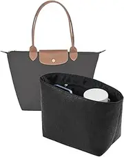 [LOUKAYCCI] DuPont Paper Purse Organizer insert for Longchamp Le Pliage L Handbag Insert（Large，Black）