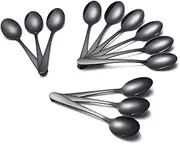 Buyer Star 12-Pieces Black Metal Teaspoons 5.5-Inch Small Coffee Spoons Mini Demitasse Espresso Spoons