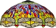 Tiffany Stained Glass Lamp Shade Replacement, Only 20 Inch Lamp Chimney, Dragonfly Design Red Blue Beads Fit for Table Lamp, Pendant Light, Floor Lamp, Ceiling Fixture,Green KeYJ