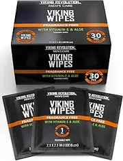 Viking Revolution Flushable Wet Wipes for Adults Unscented - 30 Individually Wrapped Travel Wipes - Disposable Toilet Wipes with Vitamin E and Aloe