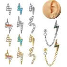 Helix Stud Chain Earrings Dangle CZ Ear Cuff Gift Ear Bone Nail Woman