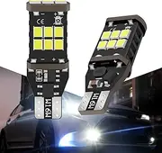 ZKFAR 2 PCS Car T15 LED Reversing Light, 912 921 LED 3535-15SMD Chipset High-Brightness Lighting, CANBUS Error-free and Lossless Installation Replacement Parts, Universal Automotive Lighting (White)