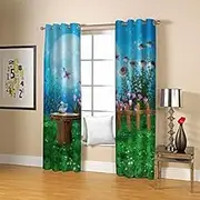 Garden Print Room Darkening Curtain 2 Panels, W46" x L54" Thermal Blackout Curtain for Kids Boys Girls, 3D Blackout Drapes Bedroom Decor