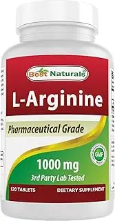 Best Naturals (New Improved Formula) L-Arginine 1000 Mg 120 Tablets - Pharmaceutical Grade L Arginine Supplement Promotes Nitric Oxide Synthesis