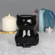Lovely Black Cat Oil Burner Melts Burner Wicca Witch Witchcraft Ceramic Cauldron