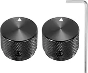 uxcell 2 Pcs Aluminium Potentiometer Knobs, 1/4"(6.4mm) IDx7/8(20mm) ODx5/8(15.5mm) Height Universal Volume Tone Control Knobs for Guitar, Bass, Arrow Indicator, Black