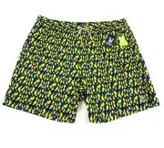 NWT Psycho Bunny Men Everett Mesh Lined Mellow Yellow Geometric Swim Trunks 3XL