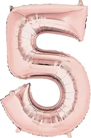 Anagram SuperShape Rose Gold Numeral 5. L34 Foil Balloon, 86 cm Size