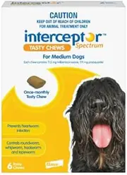 Interceptor Spectrum Tasty Chews for Medium Dogs 11 to 22Kg Yellow 6 Chews