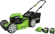 Greenworks 40V 21" Brushless Lawn Mower, 4Ah and 2Ah USB Batteries and Charger Included MO40L4210