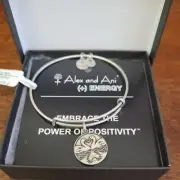 Alex and Ani PERFECT PAIR Silver Tone Charm Bangle New w Tag Card & Box